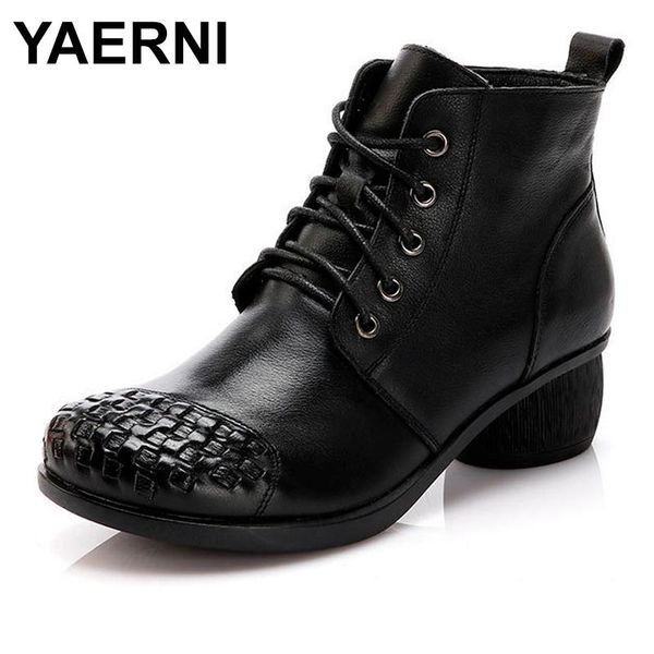 boots yaerni 2021 handmade round toe chunky heel lace casual winter genuine leather woven women's shoes for family gift, Black
boots yaerni 2021 handmade round toe chunky heel lace casual winter genuine leather woven women's shoes for family gift, Black