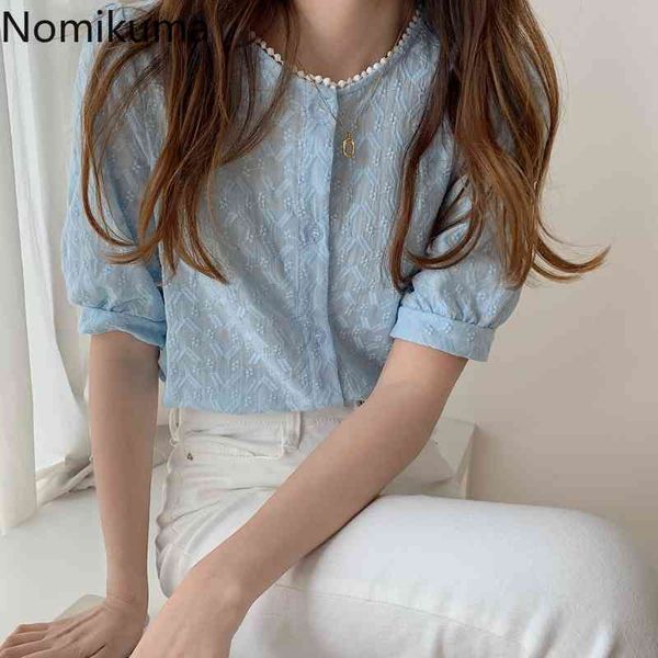 nomikuma korean style elegant blouse women o neck short sleeve single breasted shirts female chic summer blusas mujer 210514, White
nomikuma korean style elegant blouse women o neck short sleeve single breasted shirts female chic summer blusas mujer 210514, White
