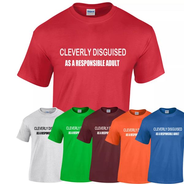 cleverly disguised as a responsible men t-shirt funny xmas, White;black 
cleverly disguised as a responsible men t-shirt funny xmas, White;black