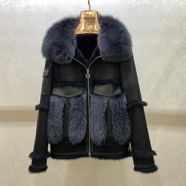 women's fur & faux real coat with genuine sheepskin leather jacket furs jackets women 2021 zipper warm overcoat winter woman clothes fe, Black
women's fur & faux real coat with genuine sheepskin leather jacket furs jackets women 2021 zipper warm overcoat winter woman clothes fe, Black