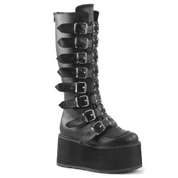 fashion 9cm thick bottom middle tube belt buckle metal plate back zipper knee high boot's boots, Black
fashion 9cm thick bottom middle tube belt buckle metal plate back zipper knee high boot's boots, Black