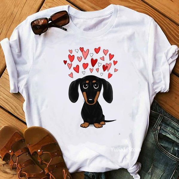 black and tan dachshund womens with love print tshirts cute wiener dog cartoon t shirt femme summer harajuku female, White
black and tan dachshund womens with love print tshirts cute wiener dog cartoon t shirt femme summer harajuku female, White