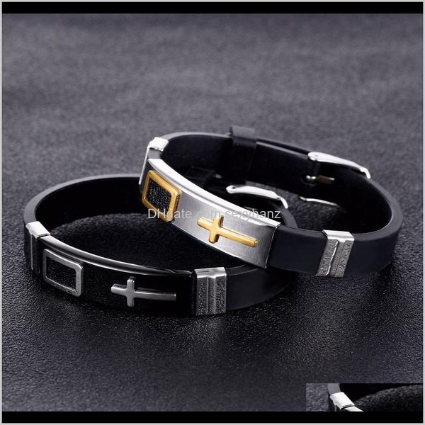 jelly, glow drop delivery 2021 fashion sile wristband bracelet stainless steel cross design jewelry punk men hip hop charm brace, Black
jelly, glow drop delivery 2021 fashion sile wristband bracelet stainless steel cross design jewelry punk men hip hop charm brace, Black