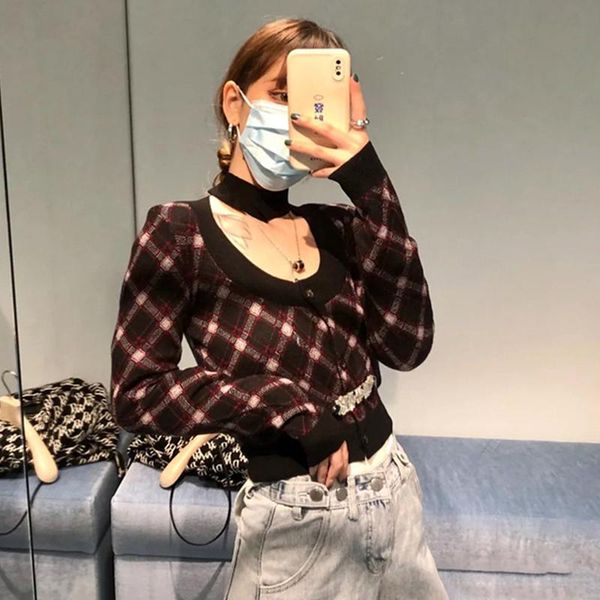 women's knits & tees plaid halter cropped cardigan women 2021 short sweater coat crop single breasted crystal brooch knitted, White
women's knits & tees plaid halter cropped cardigan women 2021 short sweater coat crop single breasted crystal brooch knitted, White