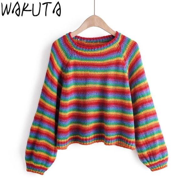 women's sweaters wakuta rainbow knitted sweater women vintage striped jumpers loose clothes autumn winter 2021 casual female pullovers, White;black
women's sweaters wakuta rainbow knitted sweater women vintage striped jumpers loose clothes autumn winter 2021 casual female pullovers, White;black