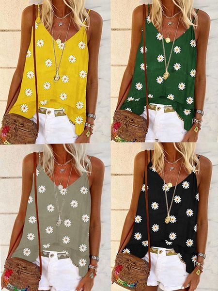 women's tanks & camis summer fashion european and american style v-neck daisy vest camisole loose casual all-match blouse women, White
women's tanks & camis summer fashion european and american style v-neck daisy vest camisole loose casual all-match blouse women, White