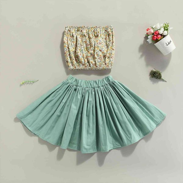 1 6y summer lovely kids girls clothes sets strap off shoulder flowers printed vest solid pleated skirts, White
1 6y summer lovely kids girls clothes sets strap off shoulder flowers printed vest solid pleated skirts, White