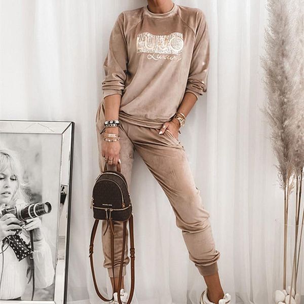 women's two piece pants female sequin letter printed set tracksuit autumn women velvet sets winter warm sweatshirt and casual long suit, White
women's two piece pants female sequin letter printed set tracksuit autumn women velvet sets winter warm sweatshirt and casual long suit, White