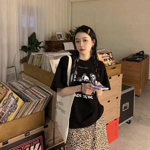hoodies ytx221 summer korean loose red japanese net student short shirt, Black 
hoodies ytx221 summer korean loose red japanese net student short shirt, Black