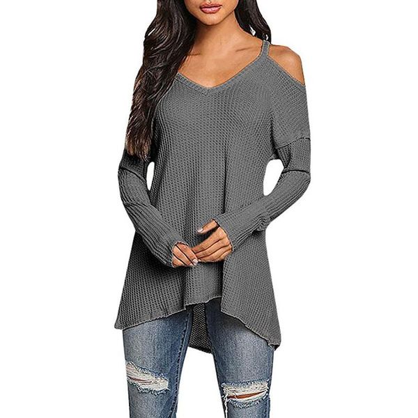 women's sweaters spring autumn women long sleeve casual solid knitting v-neck off the shoulder jumper pullovers irregular hem, White;black
women's sweaters spring autumn women long sleeve casual solid knitting v-neck off the shoulder jumper pullovers irregular hem, White;black