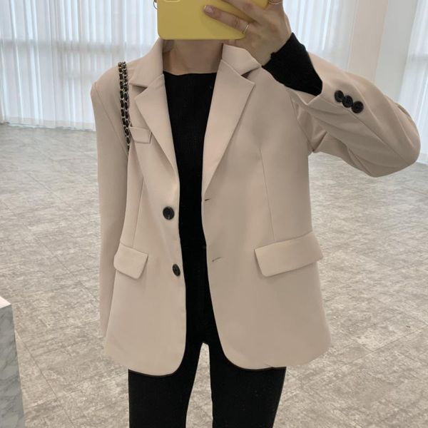 women's suits & blazers temperament fashion apricot blazer women autumn 2021 notched loose single breasted long sleeve suit jacket u224, White;black
women's suits & blazers temperament fashion apricot blazer women autumn 2021 notched loose single breasted long sleeve suit jacket u224, White;black