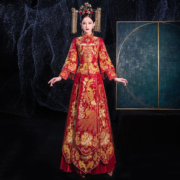 wedding xiuhe chinese dress women autumn and winter toast bride dragon phoenix gown show kimono ethnic clothing, Red
wedding xiuhe chinese dress women autumn and winter toast bride dragon phoenix gown show kimono ethnic clothing, Red