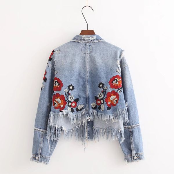 floral embroidery lady denim jackets coats washing do old damaging hole tassel women casual outerwear, Black;brown
floral embroidery lady denim jackets coats washing do old damaging hole tassel women casual outerwear, Black;brown