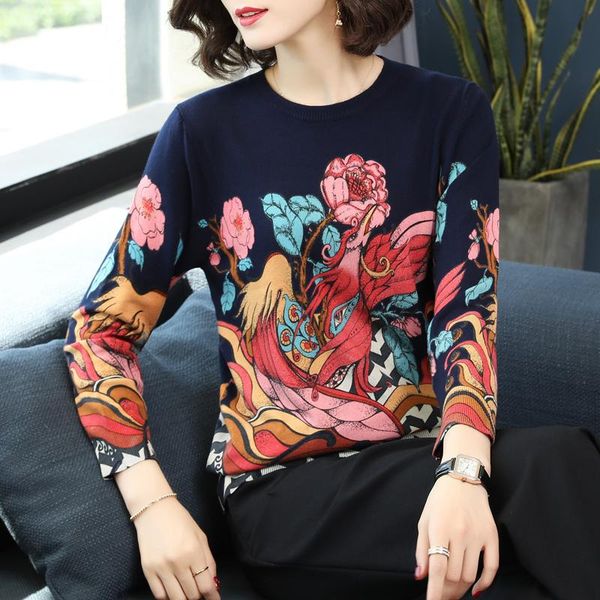 women's fashion print 2021 spring winter knitted sweaters pullover around the round neck sweater, White;black
women's fashion print 2021 spring winter knitted sweaters pullover around the round neck sweater, White;black