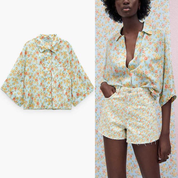 za summer floral print women shirt patch pocket asymmetric hem vintage shirts woman fashion button up loose mujer 210602, White
za summer floral print women shirt patch pocket asymmetric hem vintage shirts woman fashion button up loose mujer 210602, White
