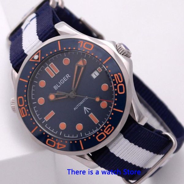 wristwatches bliger 41mm blue dial 007 automatic mechanical men watch sapphire crystal luminous nylon strap date function wristwatch, Slivery;brown
wristwatches bliger 41mm blue dial 007 automatic mechanical men watch sapphire crystal luminous nylon strap date function wristwatch, Slivery;brown