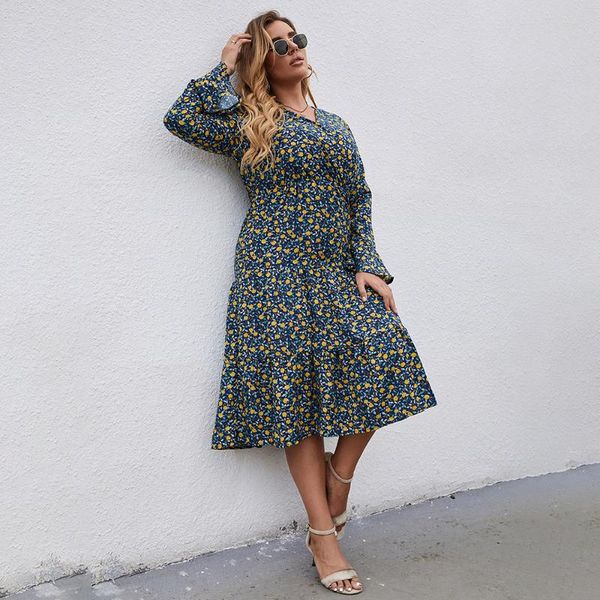 plus size dresses fridayin 2021 women's temperament commuter long-sleeved elastic waist v-neck print a-line tunic mid-calf, Black
plus size dresses fridayin 2021 women's temperament commuter long-sleeved elastic waist v-neck print a-line tunic mid-calf, Black