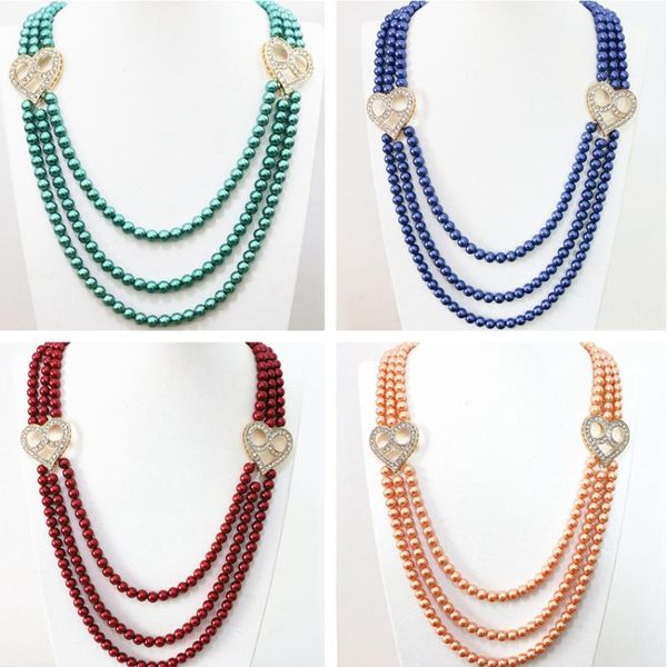 multicolor 6mm round shell simulated-pearl beads 3rows crystal heart accessories diy necklace for women jewelry 28-32inch b1187 chains, Silver
multicolor 6mm round shell simulated-pearl beads 3rows crystal heart accessories diy necklace for women jewelry 28-32inch b1187 chains, Silver