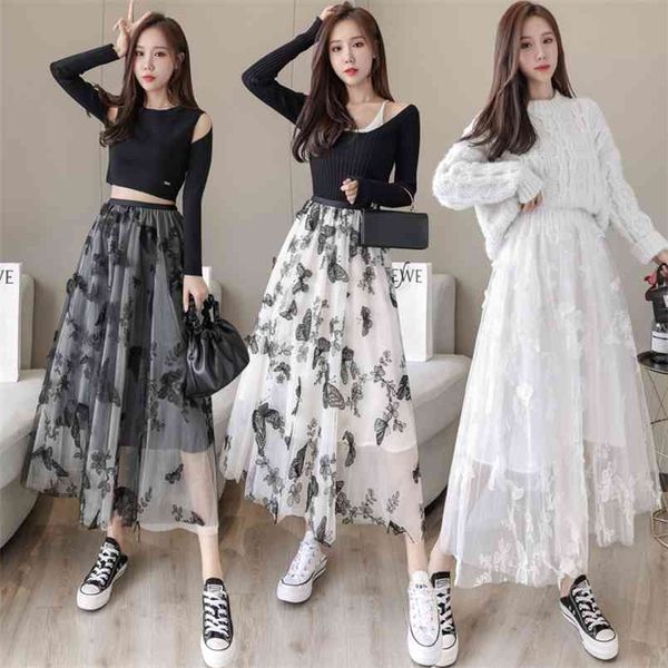summer elastic high waist slim simple embroidered lace mesh skirt casual loose women a-line long 210527, Black
summer elastic high waist slim simple embroidered lace mesh skirt casual loose women a-line long 210527, Black