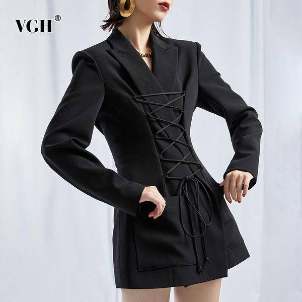 women's suits & blazers vgh black casual lace up slim female blazer notched long sleeve korean fashion minimalist solid jacket autumn 2, White;black
women's suits & blazers vgh black casual lace up slim female blazer notched long sleeve korean fashion minimalist solid jacket autumn 2, White;black