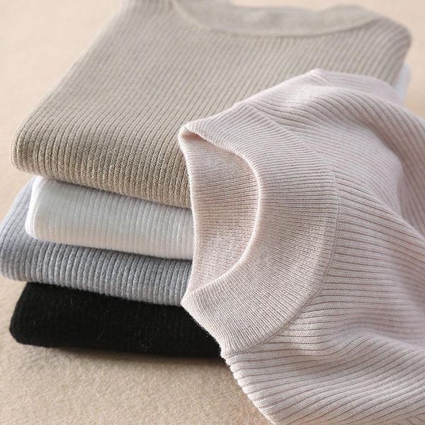 women's sweaters high-quality sweater semi-high cashmere pullover pure strip elastic sweater., White;black
women's sweaters high-quality sweater semi-high cashmere pullover pure strip elastic sweater., White;black