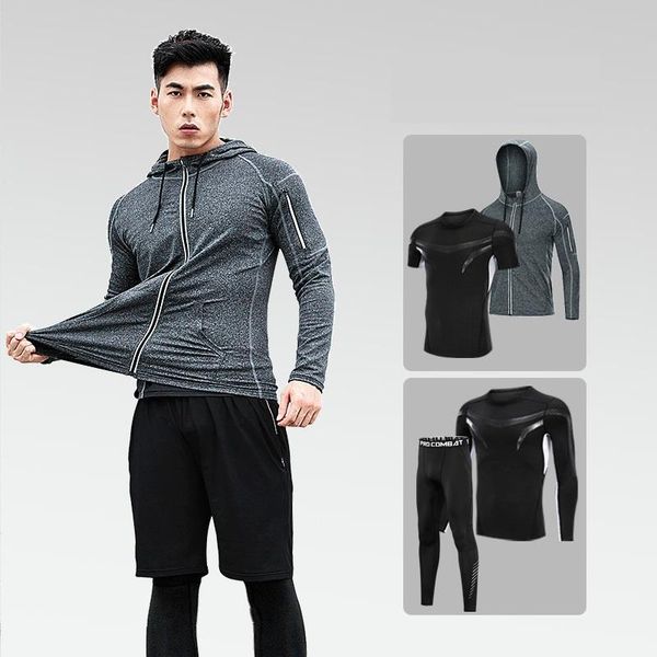 men's tracksuits fitness four-piece suit for men running quick-dry training summer short sleeved basketball pants sportswear, Gray
men's tracksuits fitness four-piece suit for men running quick-dry training summer short sleeved basketball pants sportswear, Gray