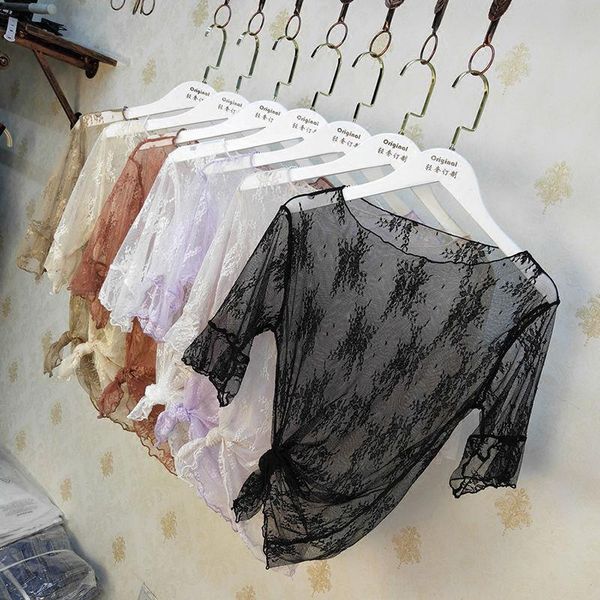 women's blouses & shirts summer mesh female sheer see through transparent lace blouse women black shirt blusa femininas y643, White
women's blouses & shirts summer mesh female sheer see through transparent lace blouse women black shirt blusa femininas y643, White