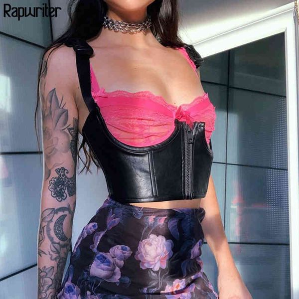 rapwriter streetwear black pu leather crop women buckle zipper gothic strap tank female summer camisole women's 210415, White
rapwriter streetwear black pu leather crop women buckle zipper gothic strap tank female summer camisole women's 210415, White