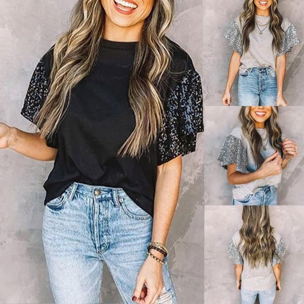 women's t-shirt women splicing casual regular length o-neck short sleeve summer broadcloth deportivas poleras mujer, White
women's t-shirt women splicing casual regular length o-neck short sleeve summer broadcloth deportivas poleras mujer, White
