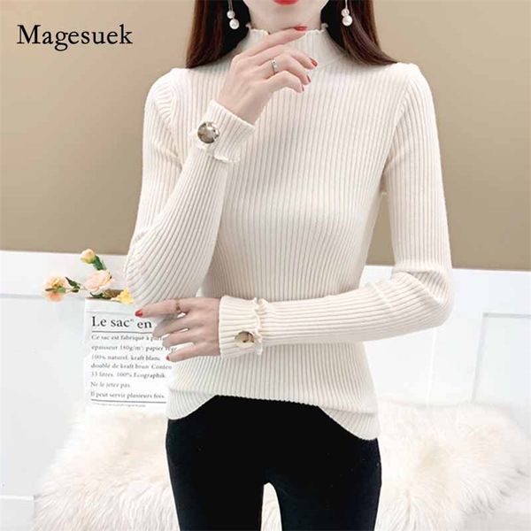 autumn fashion turtleneck all-match sweater slim-fit cuff button core-spun knitted pullover sueter mujer 11035 210518, White;black
autumn fashion turtleneck all-match sweater slim-fit cuff button core-spun knitted pullover sueter mujer 11035 210518, White;black