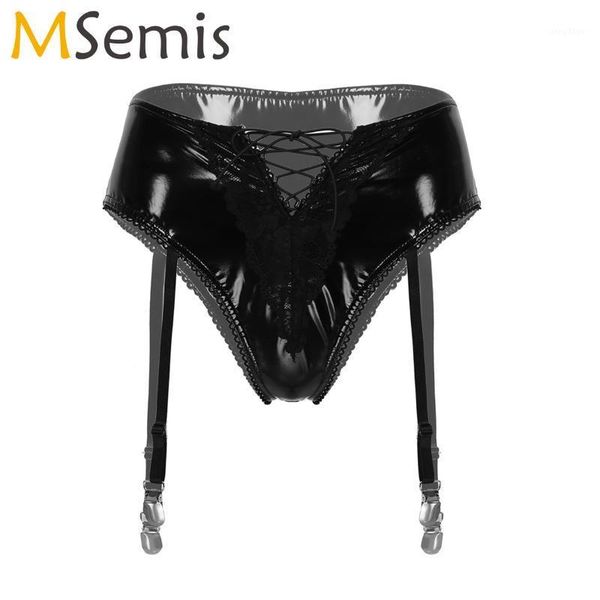 women shiny leather lace patchwork exotic panties sissy underwear nightwear high waist hallow out underpants with garter belt women's, Black;pink
women shiny leather lace patchwork exotic panties sissy underwear nightwear high waist hallow out underpants with garter belt women's, Black;pink