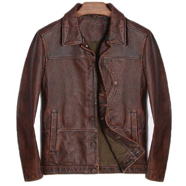men's leather & faux mens suit jacket vintage genuine real cow coat punk casual red brown male brand clothing deri ceket erkek, Black
men's leather & faux mens suit jacket vintage genuine real cow coat punk casual red brown male brand clothing deri ceket erkek, Black
