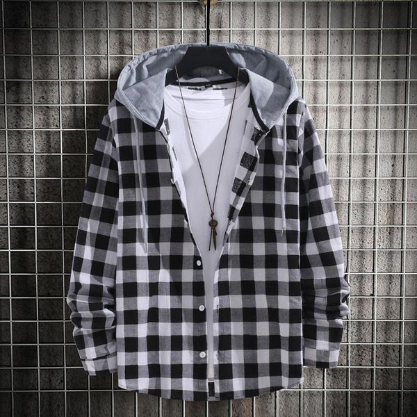 men's casual shirts mens hooded long sleeve sweatshirt spring autumn plaid printed shirt hip hop streetwear korean loose coat cardigan, White;black
men's casual shirts mens hooded long sleeve sweatshirt spring autumn plaid printed shirt hip hop streetwear korean loose coat cardigan, White;black