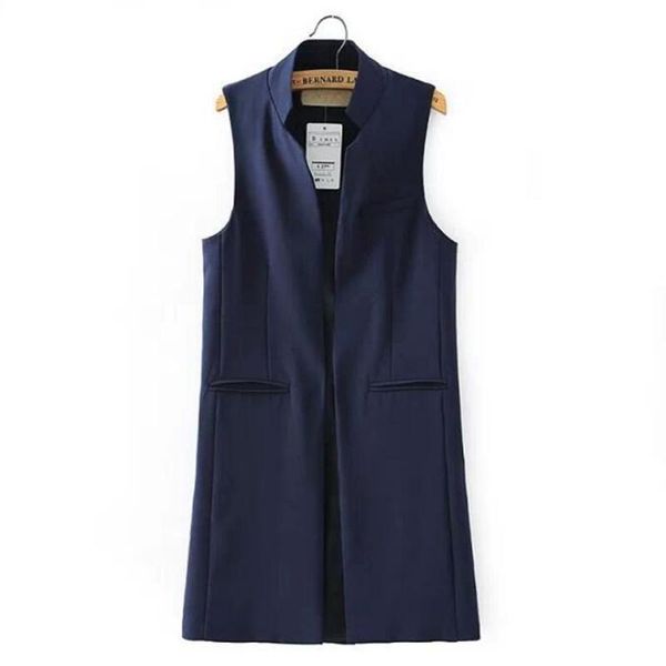 women's vests long vest sleeveless jacket coat ladies office work formal waistcoat women gilet outwear blue black white spring
women's vests long vest sleeveless jacket coat ladies office work formal waistcoat women gilet outwear blue black white spring