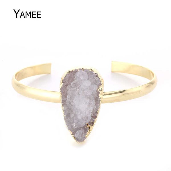 natural mineral crystal bracelets bangles gold plating open cuff bangles for women big large druzy stone bangles fashion jewelry q0717, Black
natural mineral crystal bracelets bangles gold plating open cuff bangles for women big large druzy stone bangles fashion jewelry q0717, Black