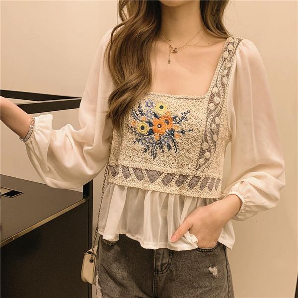women's t-shirt 2021 summer heavy industry french embroidery water-soluble hollow knit crochet stitching chiffon top, White
women's t-shirt 2021 summer heavy industry french embroidery water-soluble hollow knit crochet stitching chiffon top, White