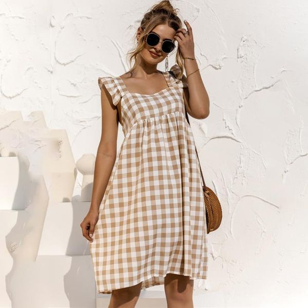 casual dresses 2021 summer plaid dress women loose sleeveless ruffles square collar elegant beach robe femme, Black;gray
casual dresses 2021 summer plaid dress women loose sleeveless ruffles square collar elegant beach robe femme, Black;gray