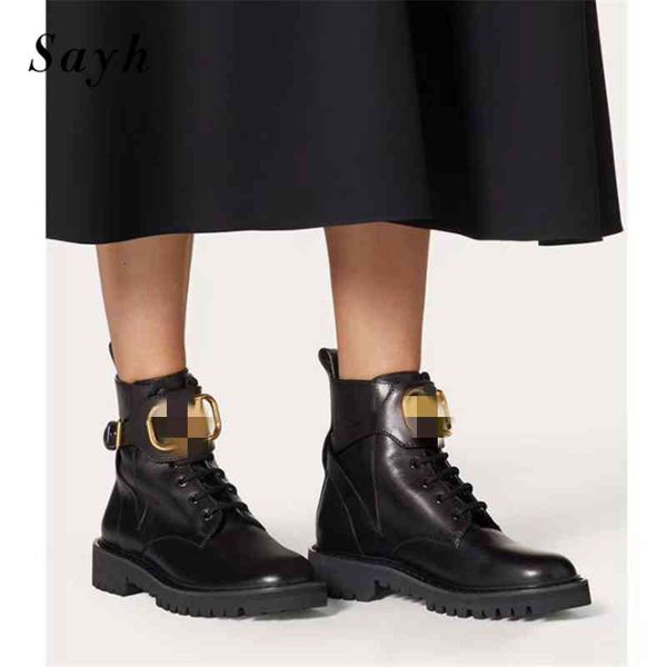 boots fashion brand women metal buckle shoes leather round toe lace up platform ankle wedge heels punk casual v3h8, Black
boots fashion brand women metal buckle shoes leather round toe lace up platform ankle wedge heels punk casual v3h8, Black