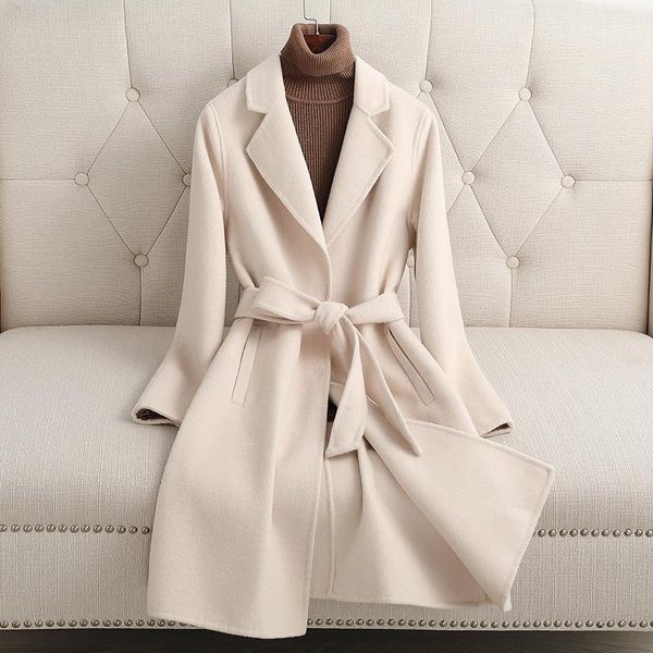 women's wool & blends double sided cashmere coat medium length 2021 autumn and winter european high-end small australian, Black
women's wool & blends double sided cashmere coat medium length 2021 autumn and winter european high-end small australian, Black
