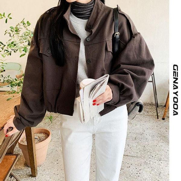 women's jackets genayooa coffee plus size coats spring autumn 2021 fashion korean outerwear oversized and women vintage, Black;brown
women's jackets genayooa coffee plus size coats spring autumn 2021 fashion korean outerwear oversized and women vintage, Black;brown