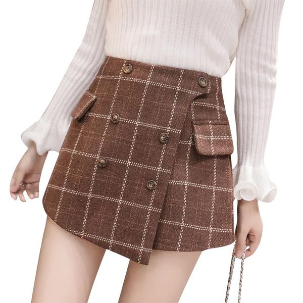 women's shorts vintage england style winter women 2021 autumn thicken woolen plaid skirts buttons pockets irregular booty, White;black
women's shorts vintage england style winter women 2021 autumn thicken woolen plaid skirts buttons pockets irregular booty, White;black