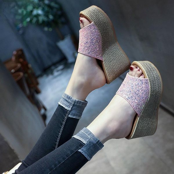 sandals 2021 paillette women wedges shoes pumps high heels summer flip flop chaussures shoe platform sandalia feminina, Black
sandals 2021 paillette women wedges shoes pumps high heels summer flip flop chaussures shoe platform sandalia feminina, Black