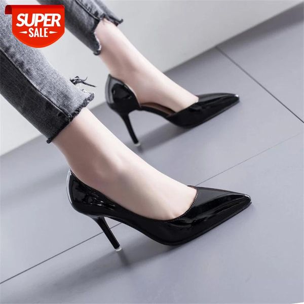 patent leather high heels pumps women shoes 2019 autumn summer shallow pointed stiletto hollow party #0s0l, Black 
patent leather high heels pumps women shoes 2019 autumn summer shallow pointed stiletto hollow party #0s0l, Black