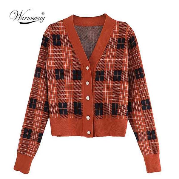 vintage v-neck long sleeve women plaid sweater spring short knitted cardigan england style chic ladies outerwear c-163 210522, White
vintage v-neck long sleeve women plaid sweater spring short knitted cardigan england style chic ladies outerwear c-163 210522, White