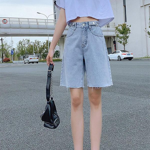 women's shorts 2021 summer women high waist wide leg black denim casual female loose straight button jeans, White;black
women's shorts 2021 summer women high waist wide leg black denim casual female loose straight button jeans, White;black
