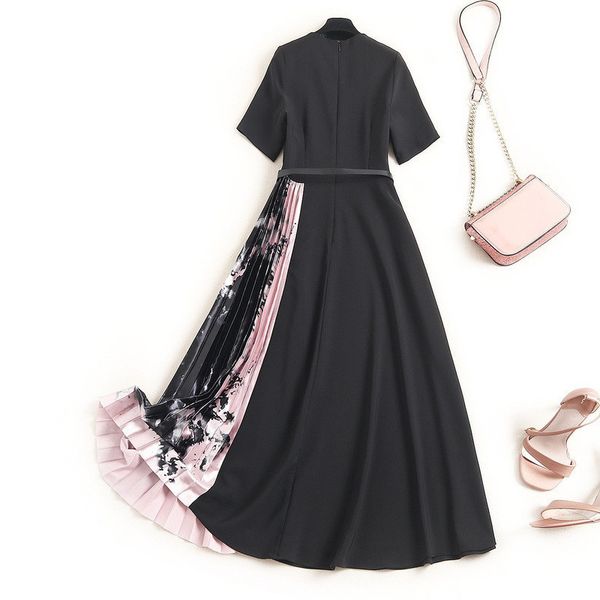 female summer mode designers short clothes plied with print midi dress, Black;gray
female summer mode designers short clothes plied with print midi dress, Black;gray