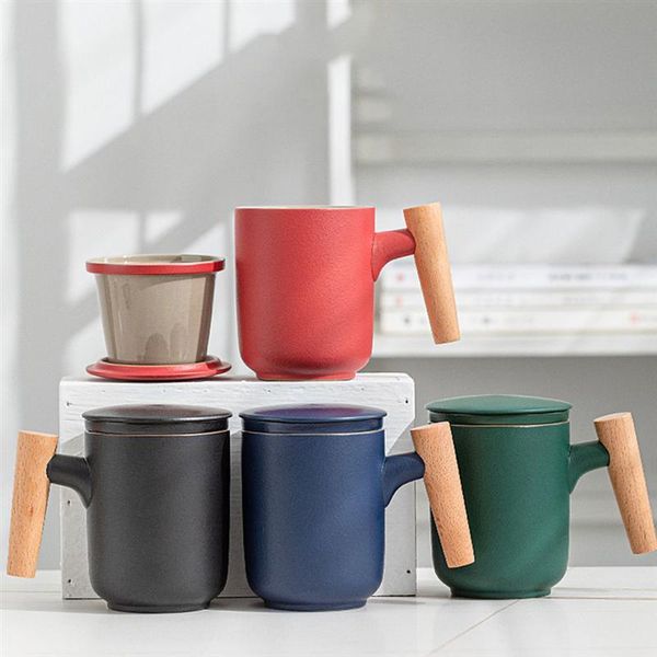mugs 1set wooden handle tea infuser delicate bottle cup water separation