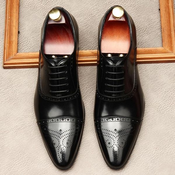 dress shoes british pointed toe man semi brogues genuine leather formal office oxfords men's wedding party flats for bridal mde149, Black
dress shoes british pointed toe man semi brogues genuine leather formal office oxfords men's wedding party flats for bridal mde149, Black