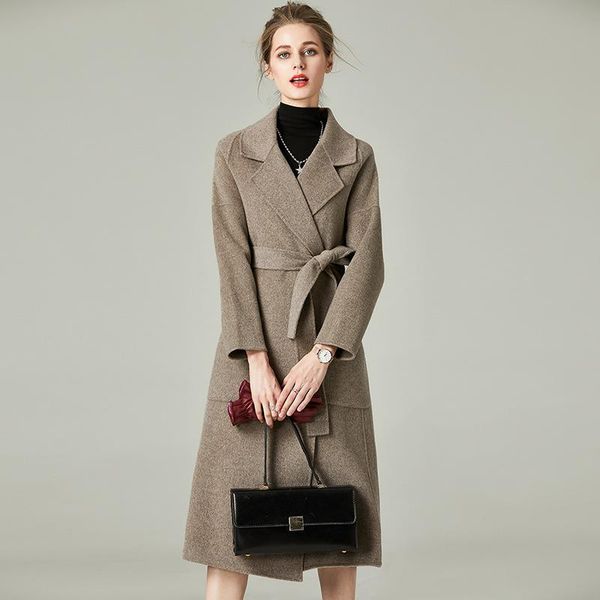women's wool & blends coat female high-end double-sided hepburn wind easing show thin over-the-knee woolen cloth, Black
women's wool & blends coat female high-end double-sided hepburn wind easing show thin over-the-knee woolen cloth, Black