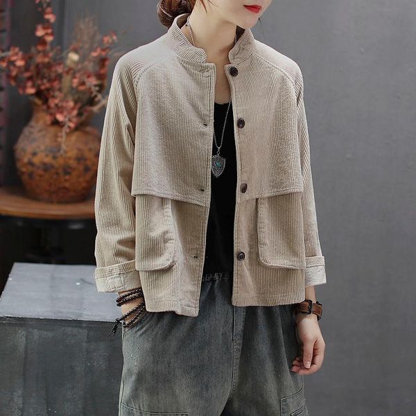women's jackets women 2021 spring autumn baseball corduroy jacket female stand collar loose coat casual vintage oversize c596, Black;brown
women's jackets women 2021 spring autumn baseball corduroy jacket female stand collar loose coat casual vintage oversize c596, Black;brown